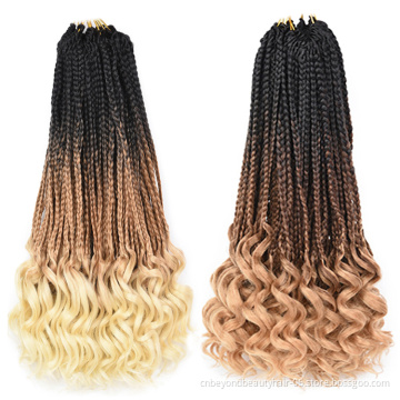 Ombre Crochet Hair Box Braids Synthetic long Rainbow Pink Braiding Hair 22Strands Crochet Hair for African Braids